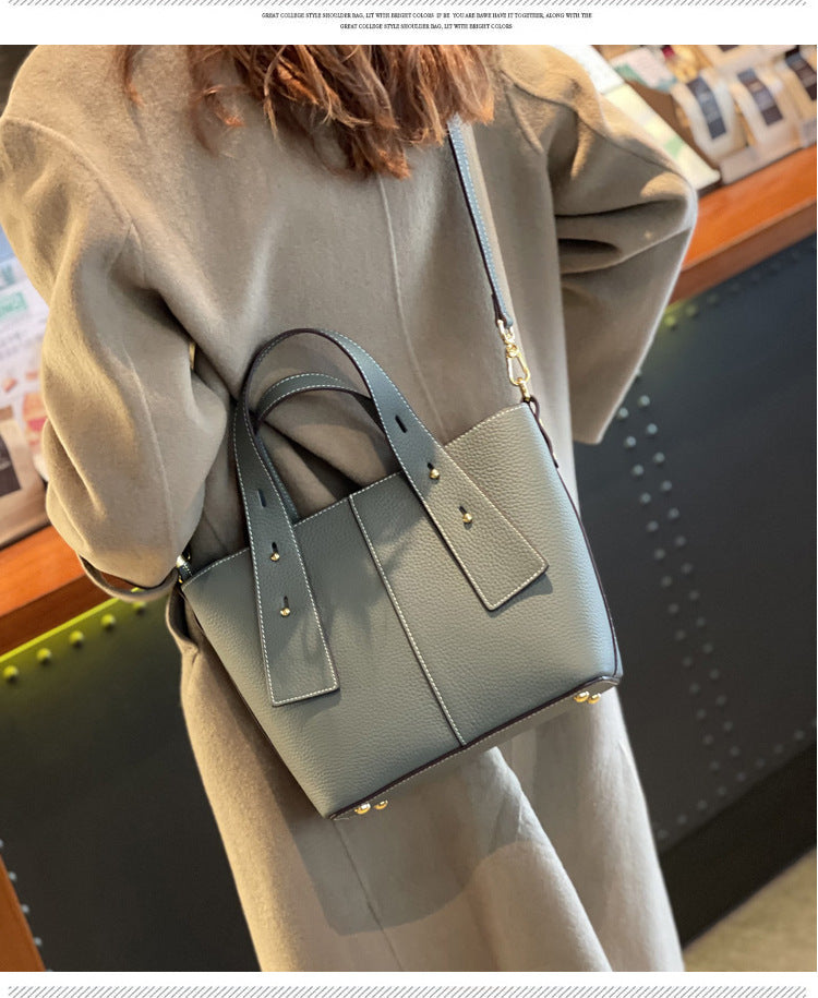 Women's Handbag Large Capacity Genuine Leather Bucket Bag Crossbody Bag Tote Bag Fashion Shoulder Bag.Pochette