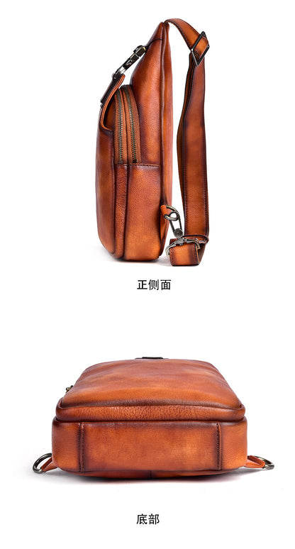 Men's bust bag Genuine cowhide leather retro casual men crossbody bag 