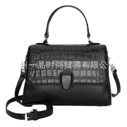 Genuine leather women's bag crocodile pattern handbag fashion lightweight luxury cowhide shoulder bag commuting handbag.bag