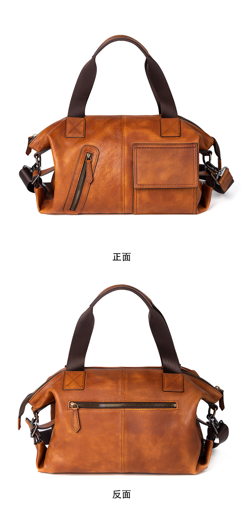 Men's Handbag Genuine Cowhide Leather Retro Casual Men Bag 