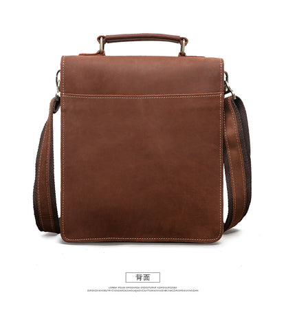 Men's Shoulder Bag Genuine Cowhide Leather Retro Briefcase Crossbody Bag for Men 