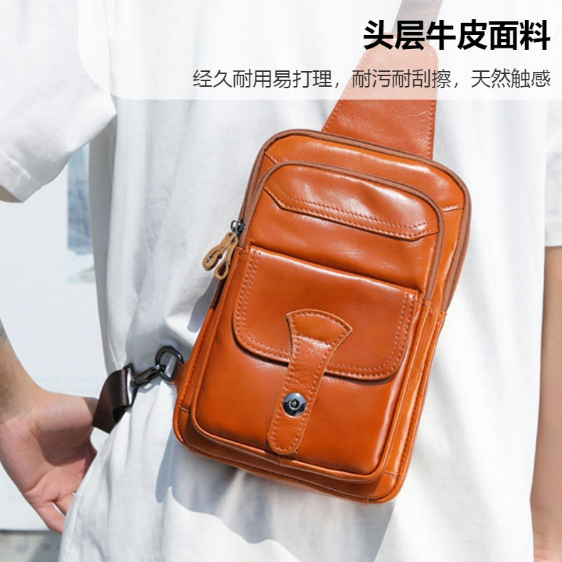 Men's Crossbody Bag Cowhide Retro Multifunctional Fashion Shoulder Bag for Men 