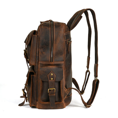 Men's backpack Cowhide genuine leather large capacity outdoor casual men's travel bag computer bag 