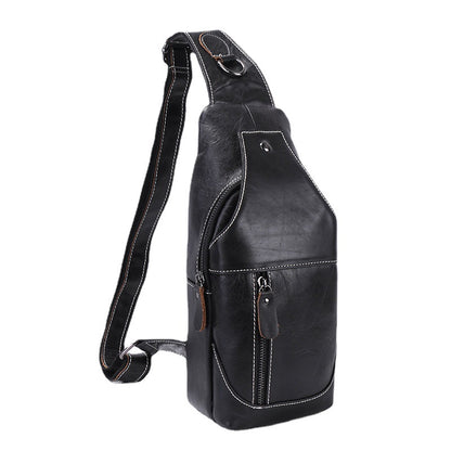 Men's Bust Bag Cowhide Genuine Leather Casual Fashion Sports Crossbody Bag for Men Shoulder Bag 