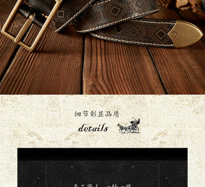 Men's Belt Cowhide Genuine Leather Vintage Handmade Double Sided Dual-use Needle Buckle Work Wear Jeans Fashion Belt for Men 