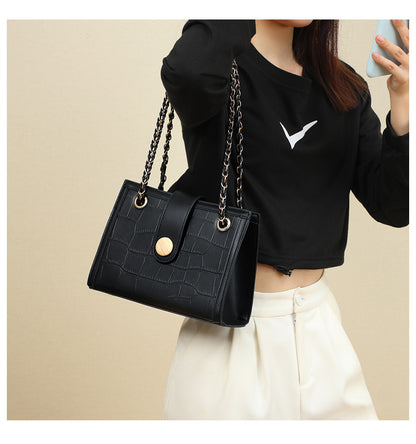 Women's crossbody bag Genuine leather large capacity chain bag Crocodile pattern fashion square bag Shoulder bag that goes with anything. Pochette