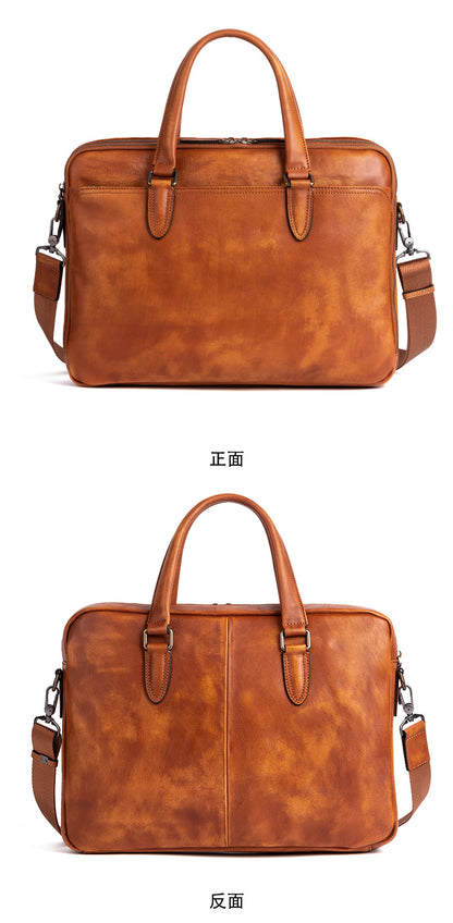 Men's Briefcase Cowhide Genuine Leather Business Commuter Computer Bag File Bag Men's Handbag 