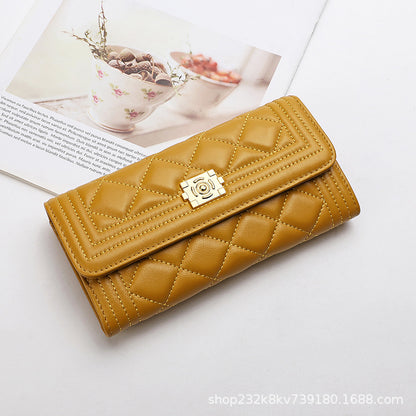 Ladies long wallet genuine leather luxury wallet check sheep leather bag clutch bag wallet ladies wallet