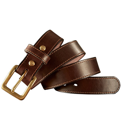 Men's Belt Handmade Cowhide Genuine Leather Needle Buckle Retro Casual Korean Fashion Men's Belt