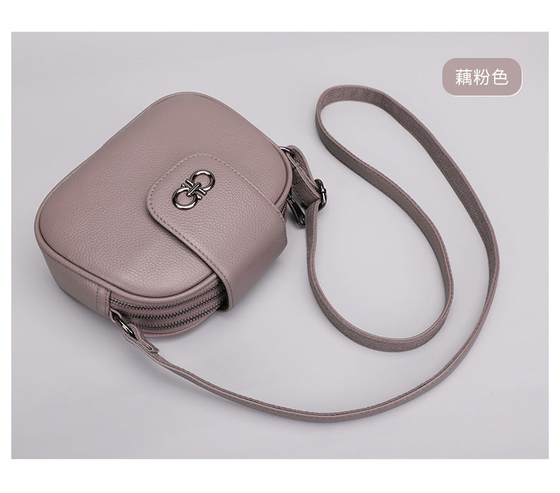 Ladies Crossbody Bag Cowhide Saddle Bag Fashion Genuine Leather Women Bag Simple Shoulder Bag.Pochette