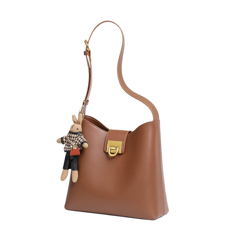 Genuine leather women's bag French mini bucket bag Fashion Crossbody bag Shoulder bag that goes with anything. Pochette