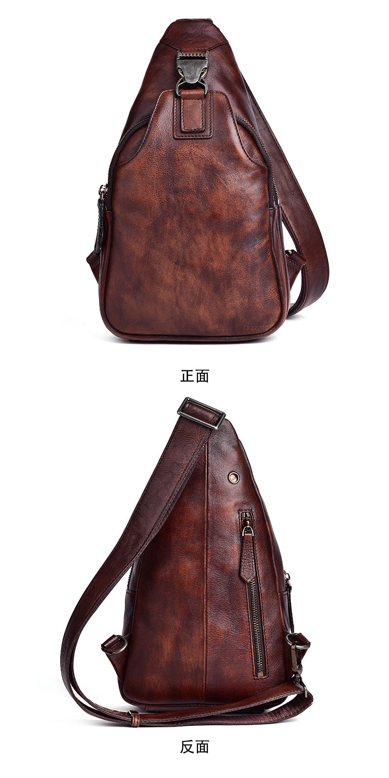 Men's bust bag Genuine cowhide leather retro casual men crossbody bag 