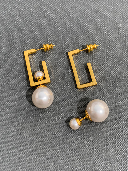 D earrings pearl earrings Luxurious and unique temperament earrings that make light of women's luxury