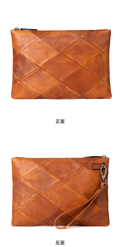 Men's Clutch Bag Cowhide Genuine Leather Casual Retro Male Handbag 