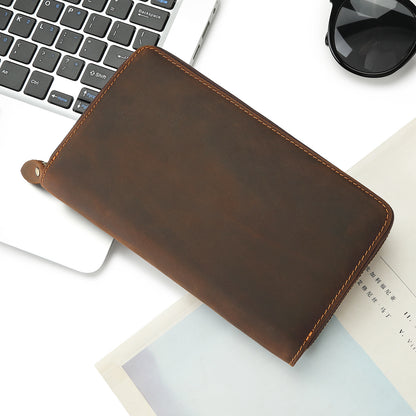 Men's long wallet Cowhide large capacity retro simple wallet for men 