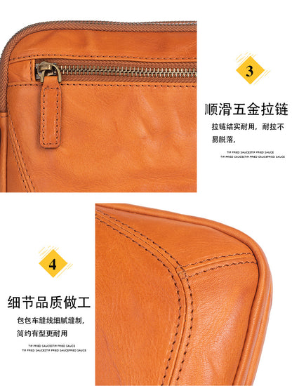 Men's Shoulder Bag Genuine Cowhide Leather Retro Crossbody Bag for Men 