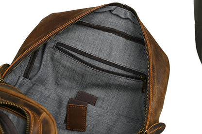 Men's backpack made of cowhide genuine leather large capacity retro casual men's business trip bag computer bag 