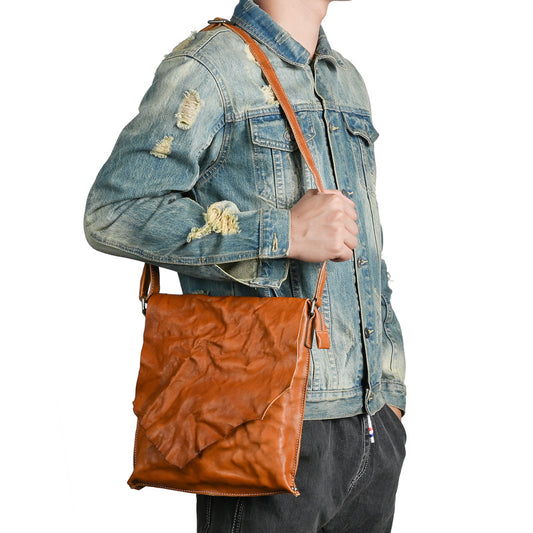 Men's Shoulder Bag Genuine Cowhide Leather Fashion Crossbody Bag for Men 