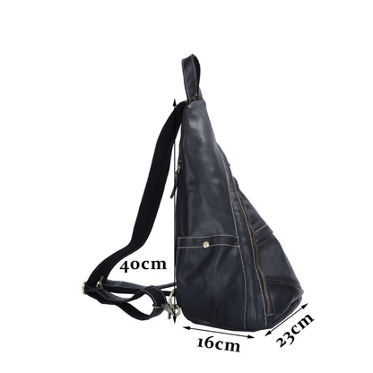 Men's bust bag, genuine cowhide leather, retro casual, unique, multifunctional, crossbody bag for men 