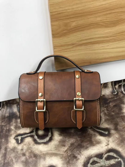 Men's Shoulder Bag Cowhide Genuine Leather Crazy Horse Korean Fashion Casual Men's Crossbody Bag Messenger Bag 