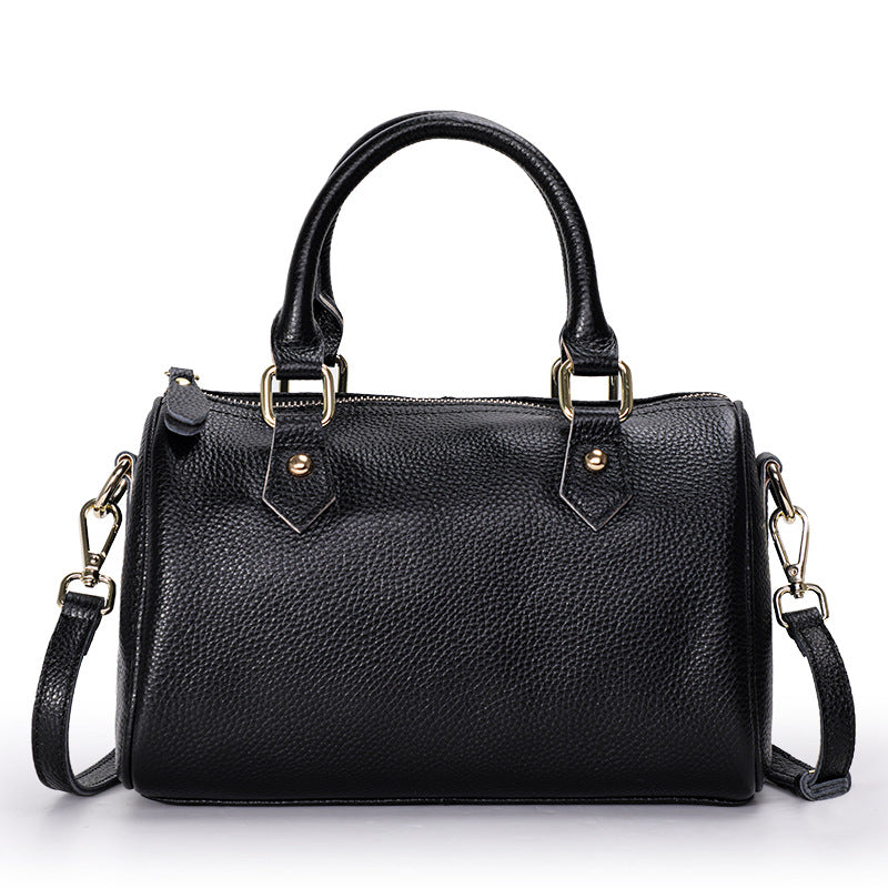 Cowhide women's bag handbag fashion Boston bag shoulder bag simple retro handbag.bag