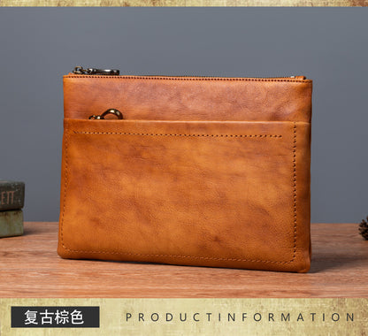 Men's Clutch Bag Cowhide Retro Casual Handbags for Men 