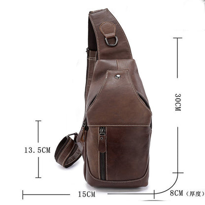 Men's Bust Bag Cowhide Genuine Leather Casual Fashion Sports Crossbody Bag for Men Shoulder Bag 