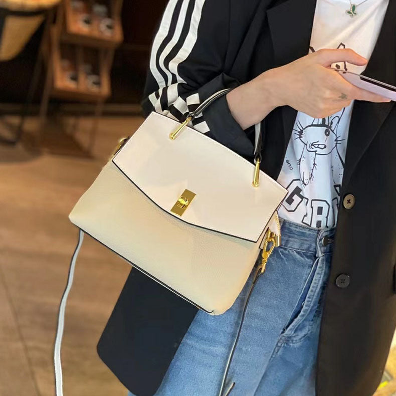 Genuine leather women's handbag Kelly bag that matches any temperament Casual Kelly bag Commuting OL shoulder bag.Pochette