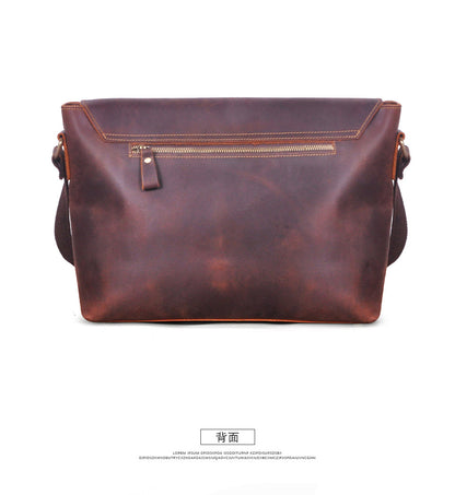 Men's Crossbody Bag Cowhide Genuine Leather Retro Men's Shoulder Bag 