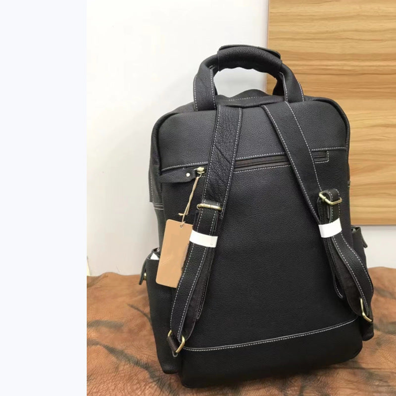 Men's backpack cowhide genuine leather retro large capacity business bag handbag outdoor travel bag 