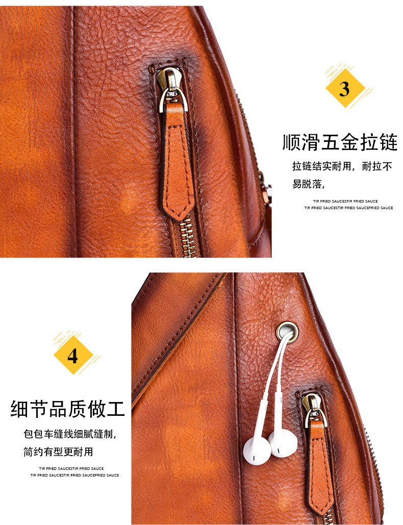 Men's bust bag Genuine cowhide leather retro casual men crossbody bag 