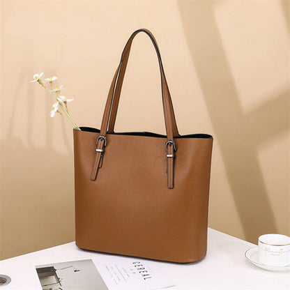 Genuine leather women's bag fashion tote bag commuting big bag cowhide shoulder bag simple