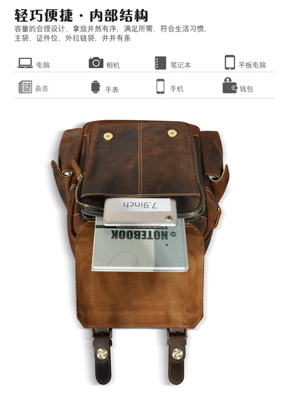 Men's backpack cowhide genuine leather retro outdoor casual male travel bag 