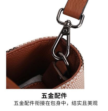 Fashion Casual Genuine Leather Big Bag Ladies Trend Handbag Shoulder Bag Plaid Handbag. Bag