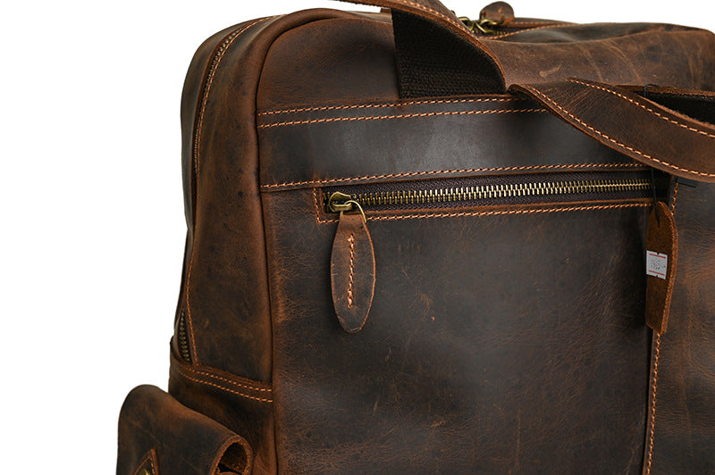 Men's backpack Cowhide genuine leather large capacity outdoor casual men's travel bag computer bag 