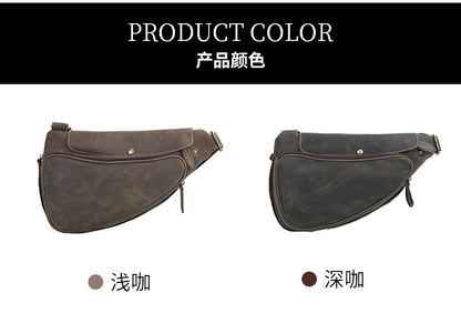 Men's Bust Bag Genuine Cowhide Leather Multifunctional Fashion Waist Pouch Casual Large Capacity Crossbody Bag for Men 