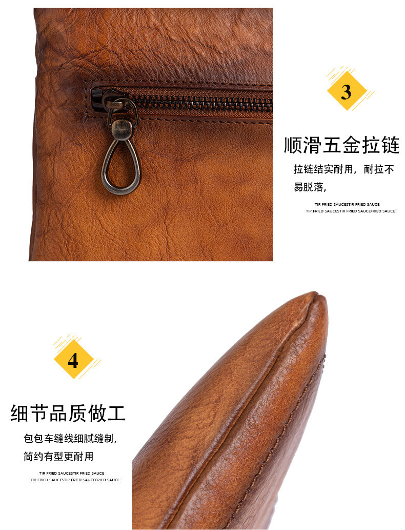 Men's Clutch Bag Cowhide Retro Casual Handbags for Men 