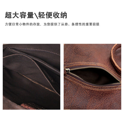 Men's Briefcase Crossbody Bag Cowhide Genuine Leather Retro Shoulder Bag Computer Bag 