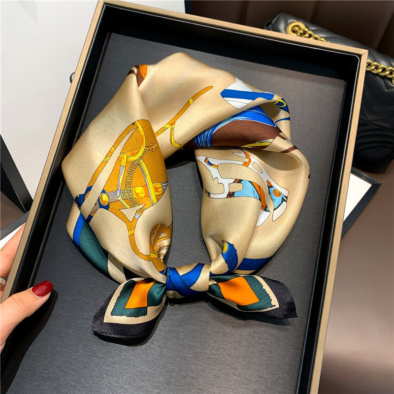 Women's Small Scarf Printed Pattern Neckerchief Elegant Fashion Silk Scarves