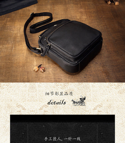 Men's Shoulder Bag Handmade Original Cowhide Genuine Leather Casual Korean Fashion Men's Crossbody Bag Handbag 