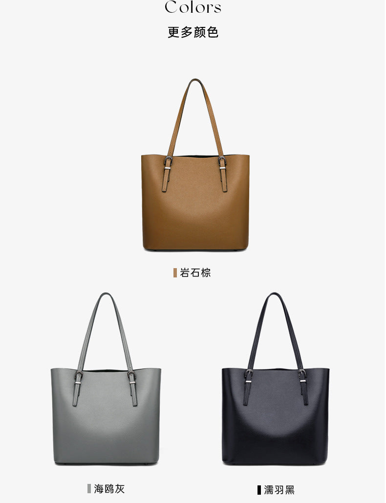 Genuine leather women's bag fashion tote bag commuting big bag cowhide shoulder bag simple