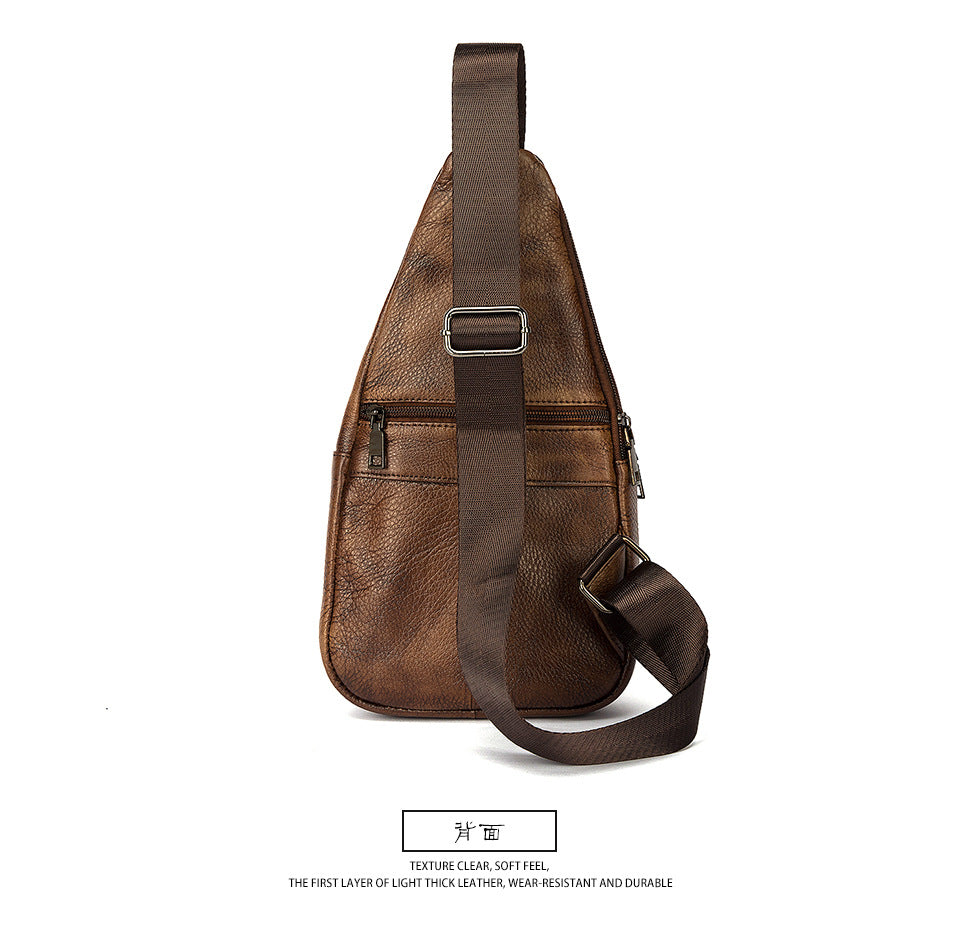 Men's bust bag Genuine cowhide leather retro outdoor versatile crossbody bag for men 