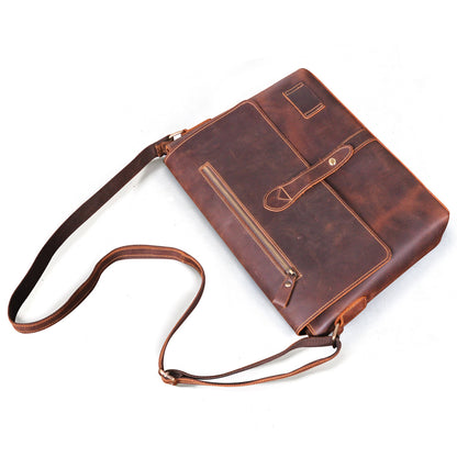 Men's Crossbody Bag Cowhide Genuine Leather Retro Men's Shoulder Bag 