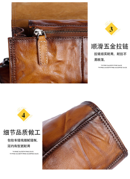 Men's Briefcase Genuine Cowhide Leather Casual Bag Travel Bag for Men 