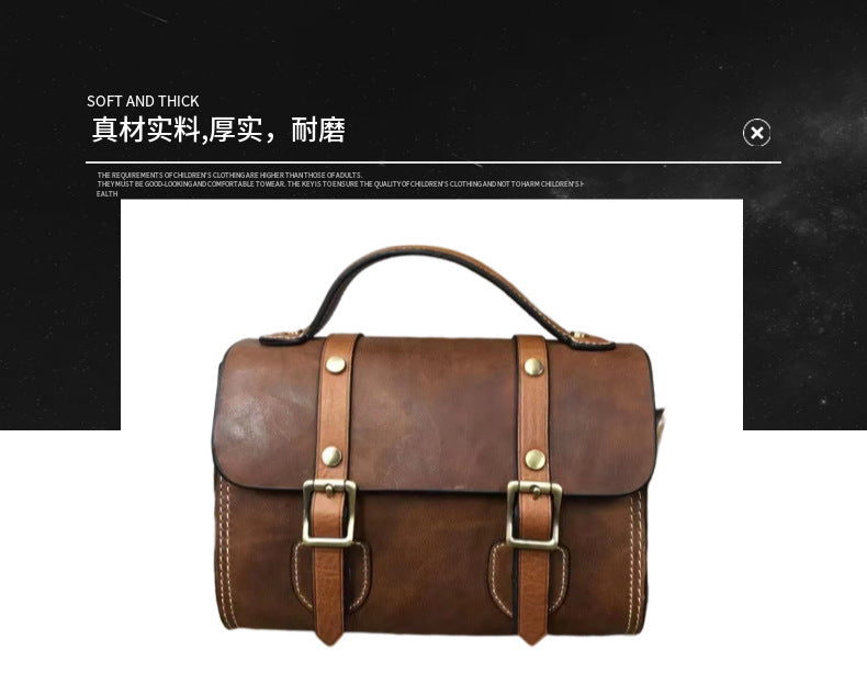 Men's Shoulder Bag Cowhide Genuine Leather Crazy Horse Korean Fashion Casual Men's Crossbody Bag Messenger Bag 