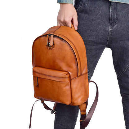 Men's backpack cowhide genuine leather fashion unique unisex travel bag 