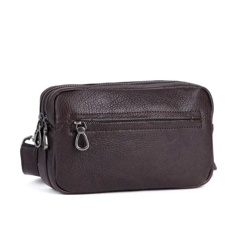 Men's Shoulder Bag Genuine Cowhide Leather Retro Casual Men Clutch Bag Crossbody Bag 