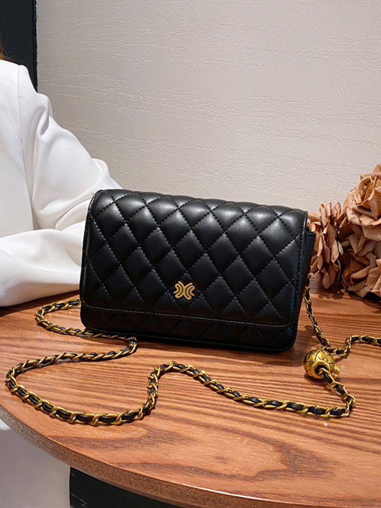 Genuine leather square bag Luxury check women's chain bag Crossbody bag Shoulder bag. Pochette