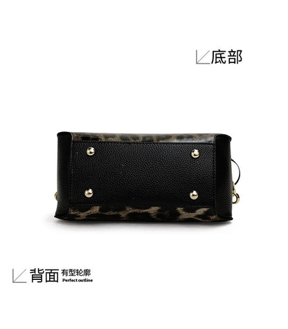 Cowhide women's bag Leopard print fashion genuine leather bag Retro shoulder bag that goes with anything. Pochette