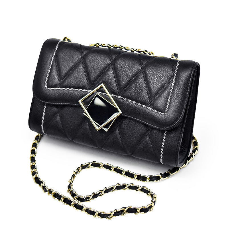 Genuine leather women's bag New fashionable handbag Top cowhide chain bag Elegant shoulder bag that goes with anything. Pochette